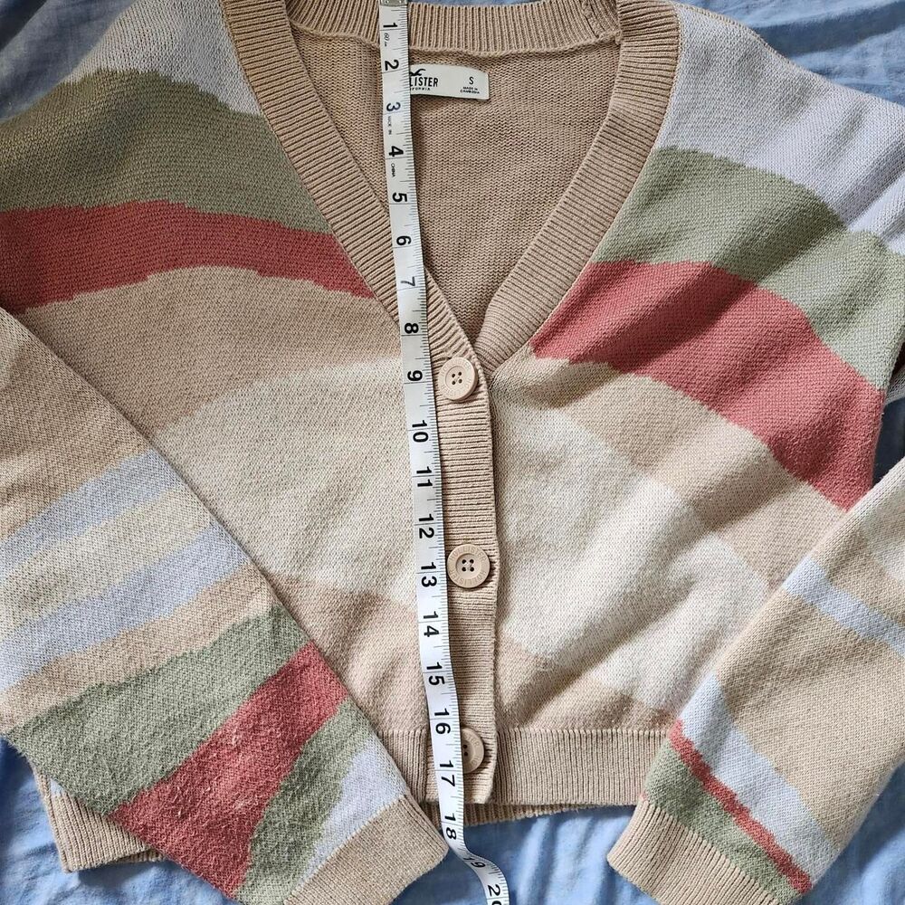 Hollister Multi-colored striped cardigan in cream and pink #cardigan - Picture 2 of 4